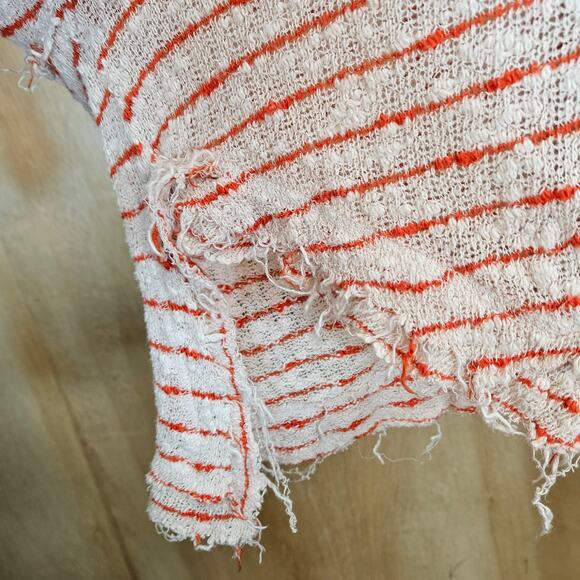 Free People We the Free Cotton Cream/Orange Striped Loose Knit Sweater Size XS - Picture 5 of 8